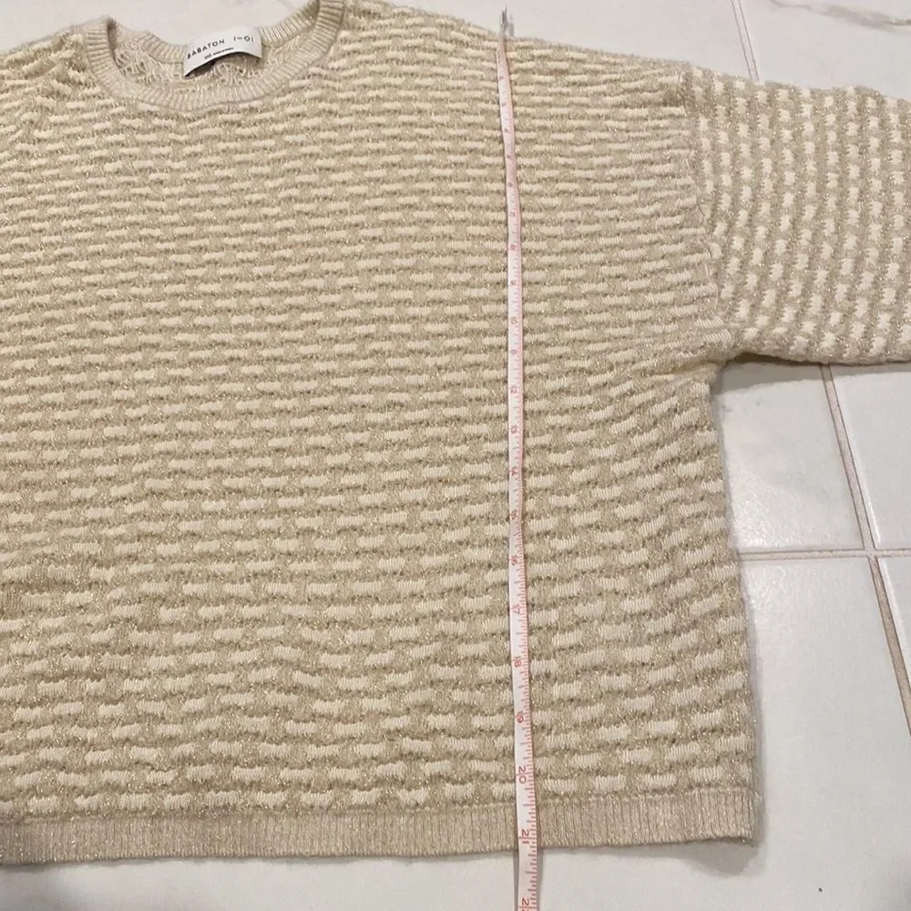 Babaton 1-01 XXS gold and ivory sweater beautiful sparkles fits like a Large - Picture 9 of 9